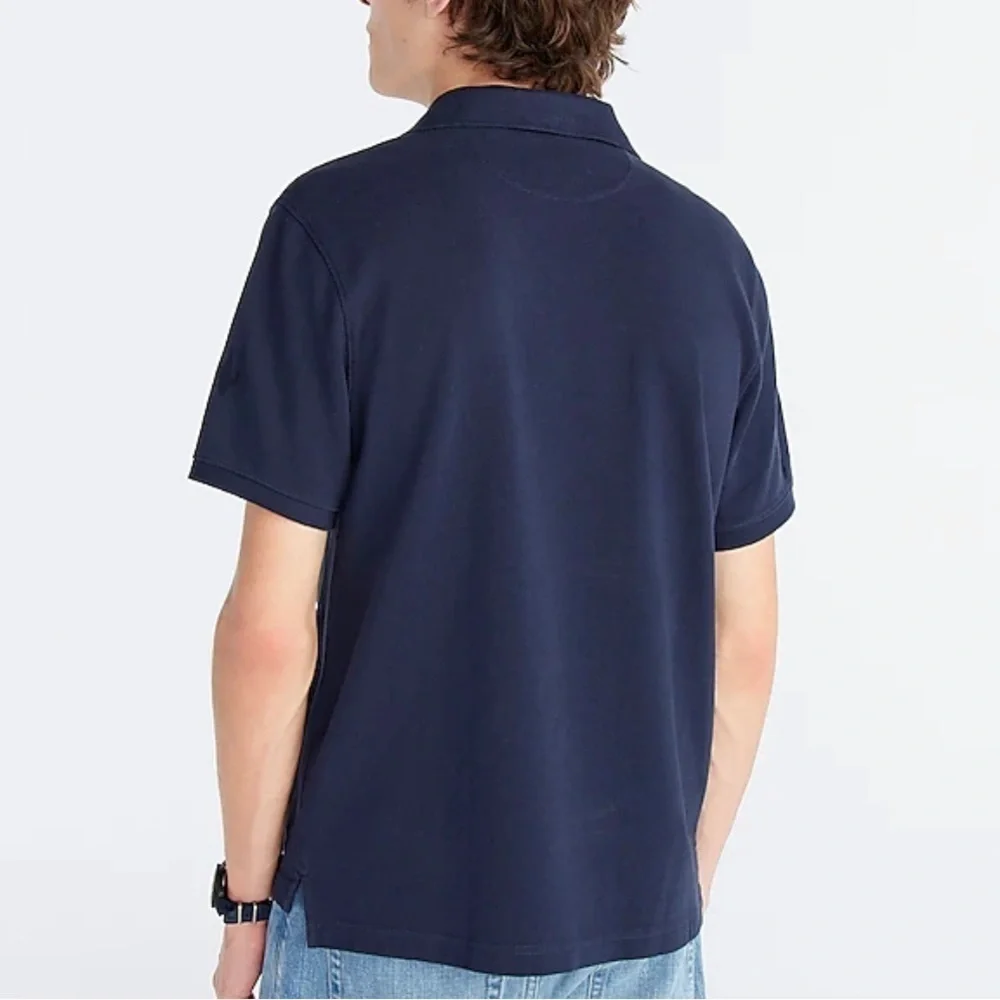 J crew classic pique polo shirt navy blue